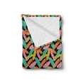 thumbnail image 2 of Tropical Soft Flannel Fleece Throw Blanket, Banana Leaves in Different Colors on Dark Background Exotic Fruit Tree Jungle, Cozy Plush for Indoor and Outdoor Use, 70" x 90", Multicolor, by Ambesonne, 2 of 5