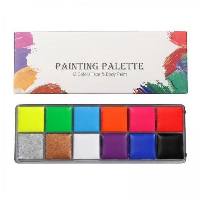Pintura facial y corporal,Efectos especiales 12 colores Pintura facial y corporal,Herramienta de maquillaje para disfraces de fiesta de Halloween,Paleta de pintura al óleo profesional para