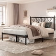 thumbnail image 2 of Einfach Queen Bed Frame, Metal Platform Bed Frame with Vintage Headboard, Black, 2 of 7