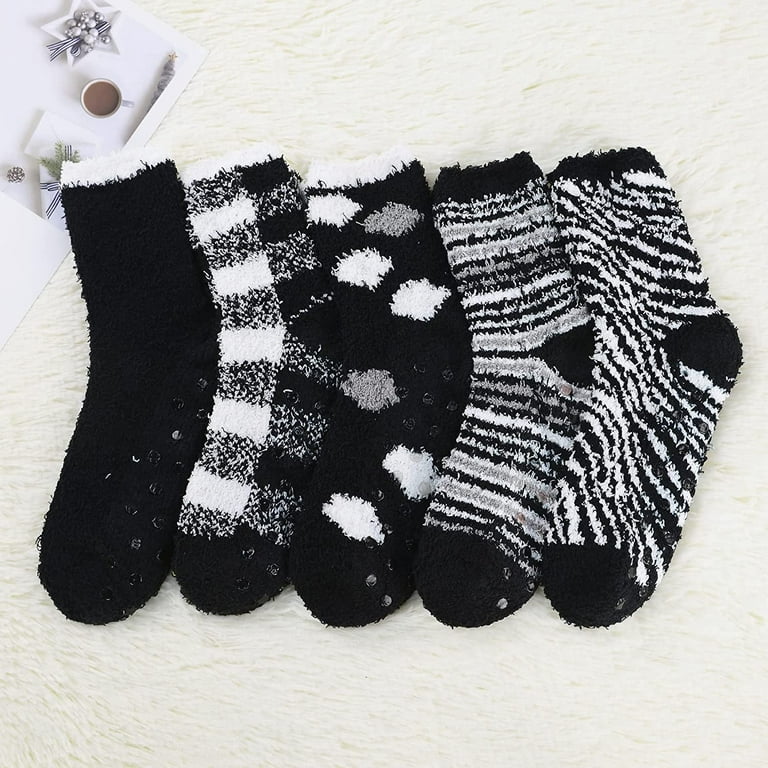 Zando Womens Fuzzy Socks Winter Slipper Socks Non-Slip Grip Socks