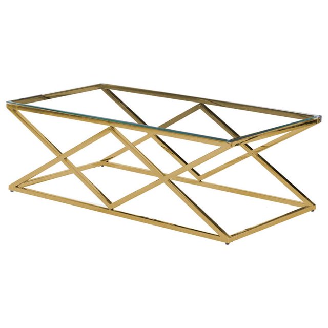 Best Master Table Basse Rectangulaire en Acier Inoxydable et Verre en Transparent/or