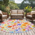 thumbnail image 4 of Round Rugs 8Ft, Spring Floral Round Area Rug Washable Indoor Throw Carpet, Watercolor Colorful Botanical Summer Large Non Slip Circle Rug for Kids Room RV Home Decor Aesthetic, 4 of 8
