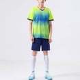 thumbnail image 3 of Haitryli Kids Boys Football Jersey Training Outfits Gradient Print T Shirt with Athletic Shorts Set Fluorescent_Green 3XS, 3 of 7