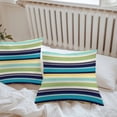 thumbnail image 4 of Vintage Stripes Outdoor Pillow Covers Set of 2 Green Blue Yellow Striped Retro Lines Waterproof Throw Pillow Case Decorative Square Cushion Cover for Patio Couch Garden Balcony, 24"x24", 4 of 9