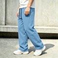 thumbnail image 2 of Xaqiouau Boys Wide Leg Sweatpants Loose Fit Casual Pants with Side Seam Detail Elastic Waist Drawstring Full Length Trousers Kids Everyday Sportswear Light Blue 10-11Years, 2 of 8