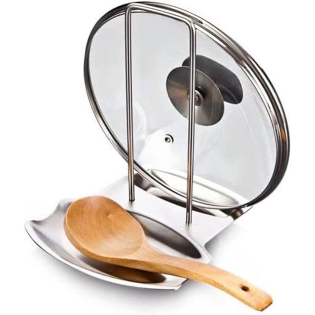 Soporte para tapa de olla y cuchara, herramienta de cocina de acero inoxidable