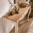 thumbnail image 2 of Hassch Vintage Console Table in Antique White, 43.31" Distressed Carved Sofa Table with Natural Wood Textured Top, Scalloped Edge and Curved Legs for Living Room, Entryway, Hallway, Foyer, 2 of 6