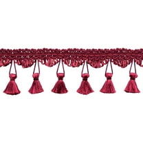2 1/4" (5.5cm) Elegant Scalloped Tassel Fringe Trim # TFSS0225,, Dark Wine Red #E10 (Dark Burgundy Red) Sold By The Yard (36"/3 ft/0.9m)