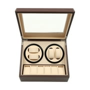 4+6 Leather Auto Self-winding Watch Winder Storage Display Case Box Dual Motor