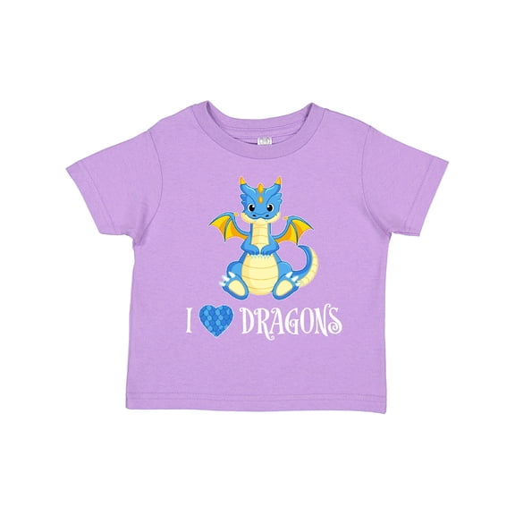 Inktastic I Love Dragons with Cute Blue Dragon Boys or Girls Toddler T-Shirt