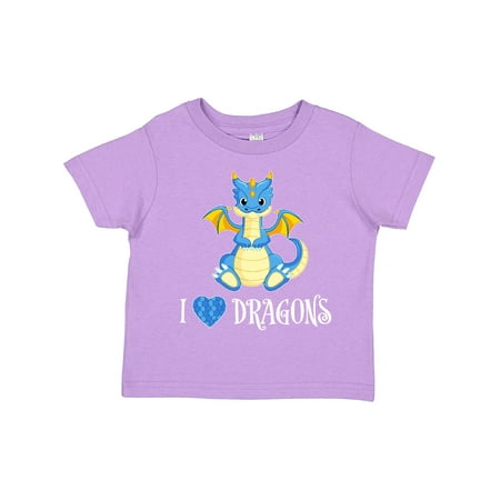 

Inktastic I Love Dragons with Cute Blue Dragon Gift Toddler Boy or Toddler Girl T-Shirt
