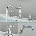 thumbnail image 4 of Widespread Bathroom Faucet Brushed Nickel Bathroom 3 Holes Faucet Bathroom Sink Mixer Tap With Drain, 4 of 6