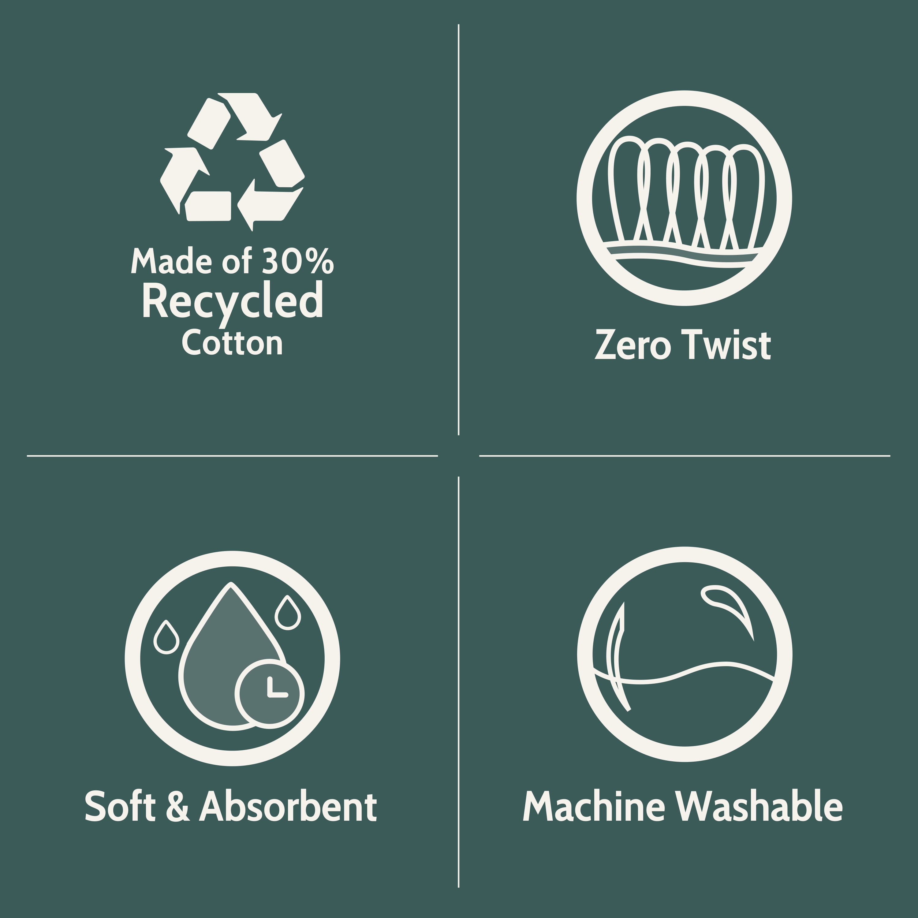Seed & Stone Ultra-Soft 30% Recycled Cotton Bath Towels, 100% Cotton, 6-Piece Towel Set, White