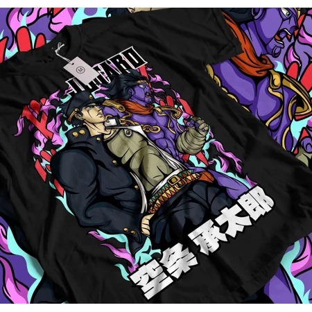 Reprint Rare Anime JoJo s Bizarre T-Shirt Adventure JoJo Anime Manga Black Size S - 5XL
