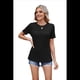thumbnail image 3 of Blusa Informal Plisada de Cuello Redondo y Corta para Mujer, Color Negro, Talla M, 3 of 6