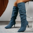 thumbnail image 3 of JUSLIO Womens Boots,High Heel Comfort Mid Calf Boots Solid Color Fashion Casual Lightweight Boots, 3 of 9