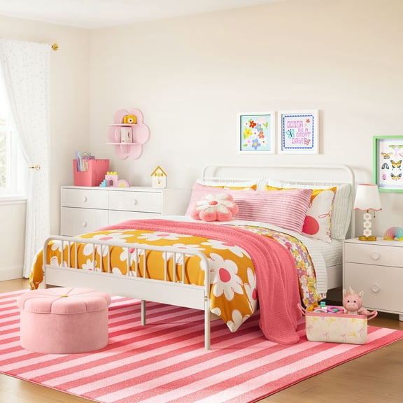 Mainstays Kids Full Size Metal Platform Bed Frame, White