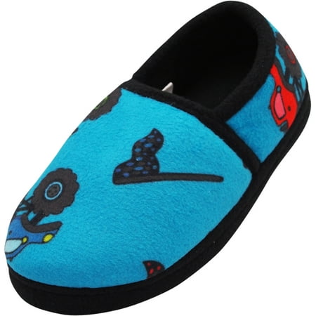

NORTY Big Boys Memory Foam Slippers Child Loafers Blue - Runs 1 Size Small