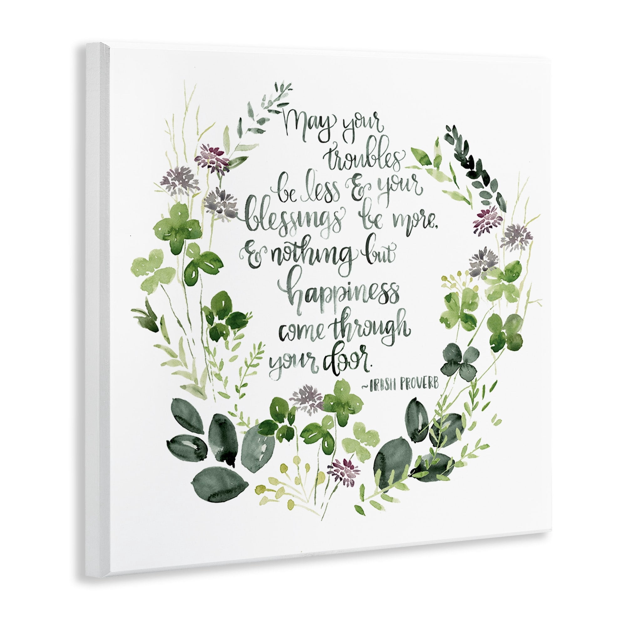 Stupell Industries Troubles Be Less Irish Proverbs Wildflower Wreath,12 x 12,Designed by Jennifer Paxton Parker
