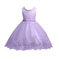thumbnail image 4 of hengsof Robe Pouf Sans Manches à Col Rond Perlée pour Fille, Robe de Princesse Brodée Mode Été Adaptée aux Enfants de 3 à 12 Ans, Robe de Soirée, 4 of 7