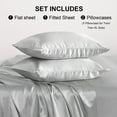 thumbnail image 3 of Ntbay 4 Pieces Silky Satin Full Cooling Soft Bed Sheet Set, Includes 1 Flat Top Sheet, 1 Fitted Sheet with Deep Pocket, 2 Envelope Pillowcase, Silver Grey, 3 of 5