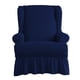 thumbnail image 2 of Sillón orejero elástico de seersucker, antideslizante, a prueba de polvo Azul, 2 of 7