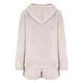 thumbnail image 5 of Lovskoo Women's Fuzzy Fleece Pajamas Sets Loungewear Long Sleeve Pocket Casual Hoodies And Shorts Set 2 Piece Fluffy Sleepwear Beige, 5 of 6