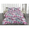 thumbnail image 2 of Ambesonne Exotic Quilted Coverlet 3 Pcs, Monstera Leaves Ethnic Bird, King Size, Magenta Cadet Blue Plum, 2 of 4