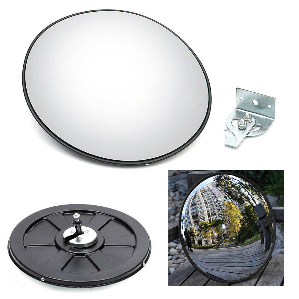 12" Wide Angle Convex PC Mirror w/ Bracket Wall Mount Corner Blind Spot Security 