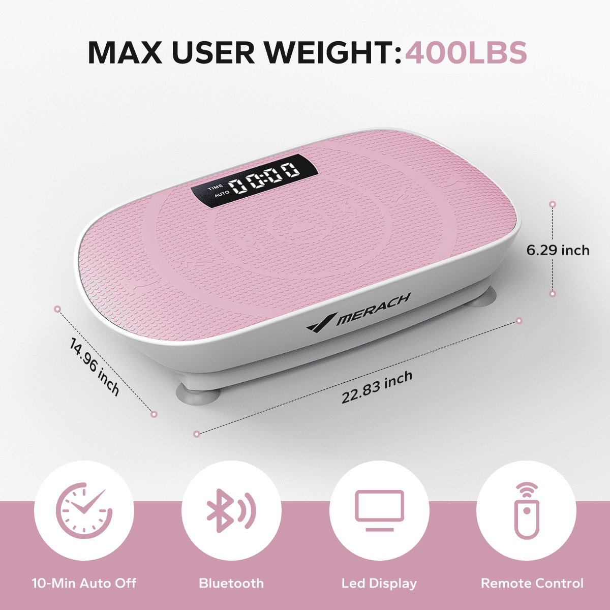MERACH Vibrating Plate Muscle Toner Exercise Machine 400lbs Capacity, Home Workout Equipment Vibration Plate with Resistance Bands