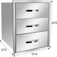 thumbnail image 2 of Flush Mount Stainless Steel Double Drawers with Recessed Handles for Outdoor Kitchens Or BBQ Island,-18W X 24H X 23D Inch, 2 of 13