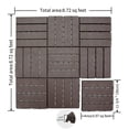 thumbnail image 3 of Spaco Patio Interlocking Deck Tiles, 12"x12" Square Composite Decking Tiles, Four Slat Plastic Outdoor Flooring Tile All Weather for Balcony Porch Backyard (Dark Brown, Pack of 9), 3 of 6