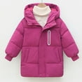 thumbnail image 4 of Kids Winter Coat,Boys Puffer Coat Mid-Length Heavyweight with Trim Hood Warm and Windproof Thick Warm Snow Hoodie Outwear Boys Coats Size 5-6 Years, 4 of 5