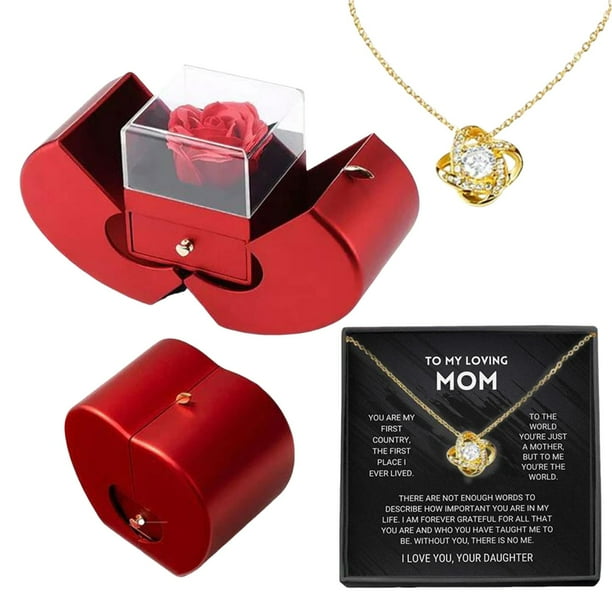 Collar de trébol de cuatro hojas para mujer | Colgante hueco con caja de regalo | Joya de la suerte para ella | Regalo de cumpleaños y aniversario