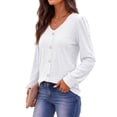 thumbnail image 4 of Fantaslook Tops for Women V Neck Long Sleeve Blouses Eyelet Casual Fall Shirts Trendy, 4 of 9