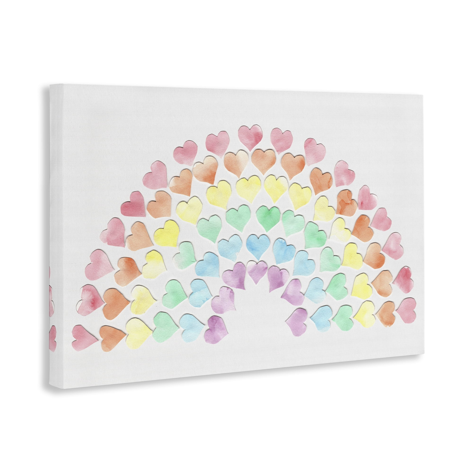 Stupell Industries Rainbow of Hearts Landscape Painting Gallery Wrapped Canvas Art Print Wall Art, 24 x 16