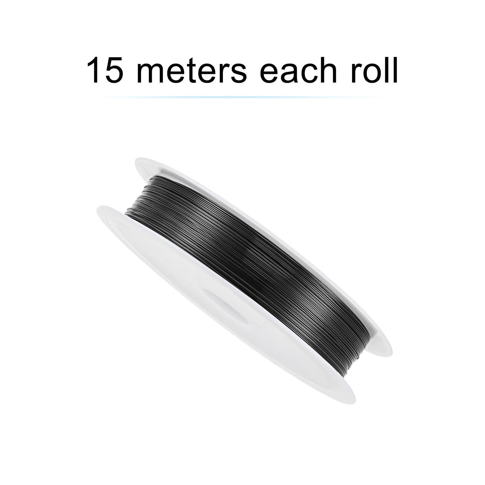 Unique Bargains Durable Copper Wire Resistant Beading Wires for Crafting and DIY Projects Black 15m