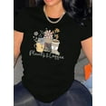 thumbnail image 1 of Women's Fashion Floral Print T-Shirt, Casual Round Neck Short Sleeve, Comfortable Summer Top, Polyester, All Seasons, Knit Fabric, Stretchy Material, Ladies Leisure Sportswear, 1 of 8