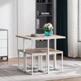 thumbnail image 3 of 5 Piece Dining Table Set for 4, Wood and Metal Rectangular Table Kitchen Set with Wood TableTop & Sturdy Steel Frame, Industrial Compact Kitchen Table Set for Dining Room, S9999, 3 of 8