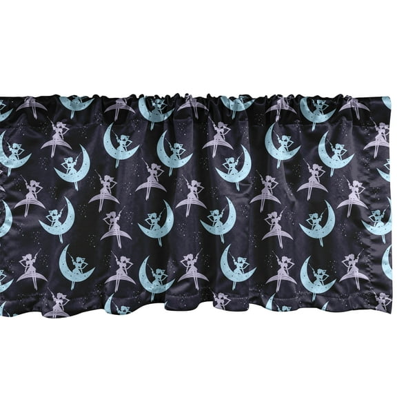 Ambesonne Magic Moon Window Valance, Flying Crescent, 54" X 12", Quartz Multicolor