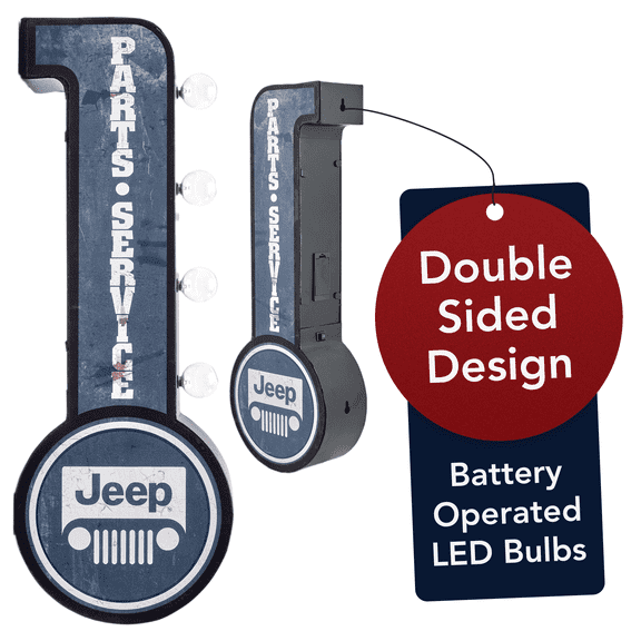 American Art Decor Licensed Vintage Jeep Parts & Service LED Marquee Wall Sign