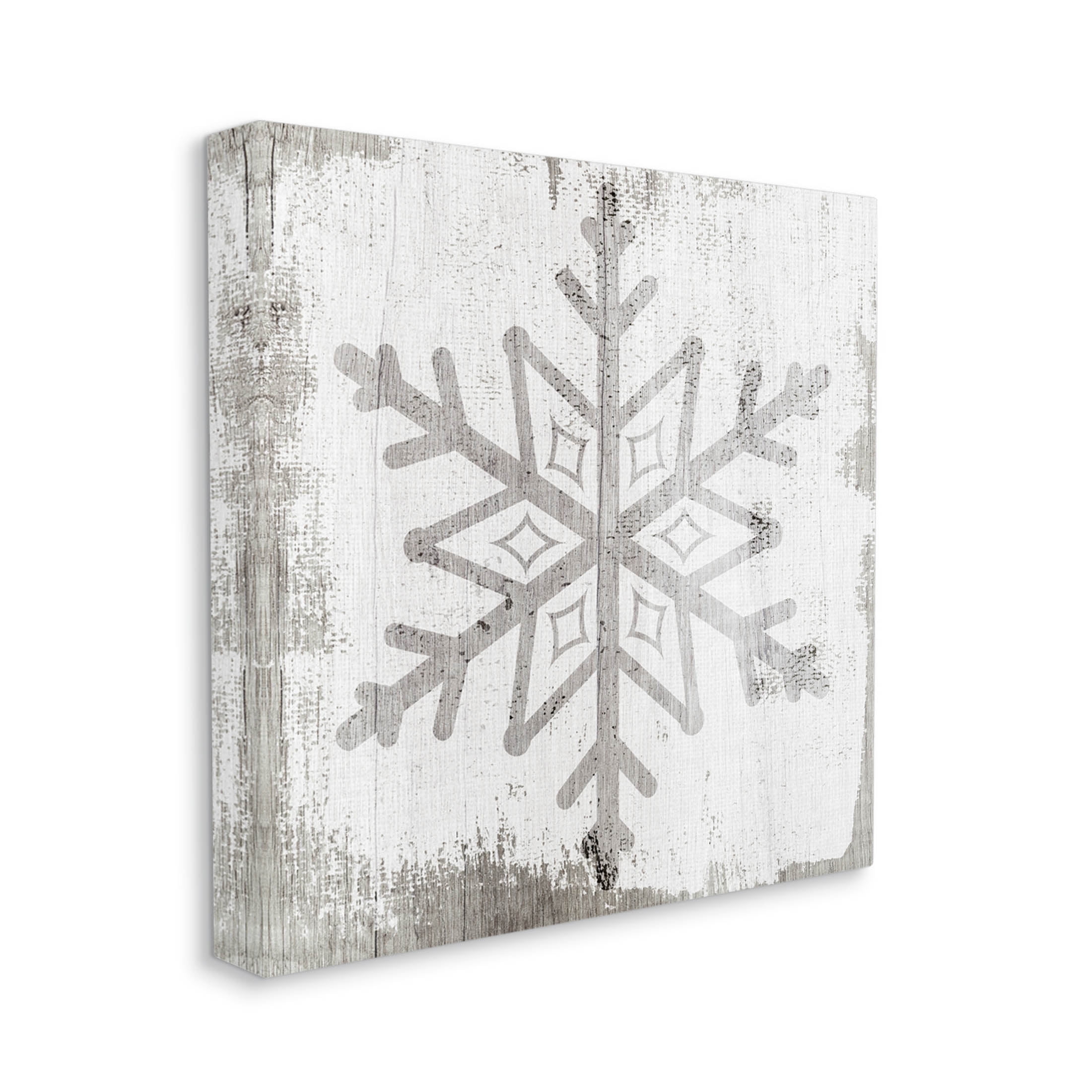 Rustic Winter Snowflake Shape Holiday Graphic Art Gallery Wrapped Canvas Print Wall Art