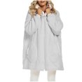 thumbnail image 3 of VANLOFE Unisex Warm Pajamas Household Clothes Solid Bathrobe Lengthened Night-robe Man's Nightgown Hooded Robes Gray Robes Sleepwear for Woman, 3 of 9