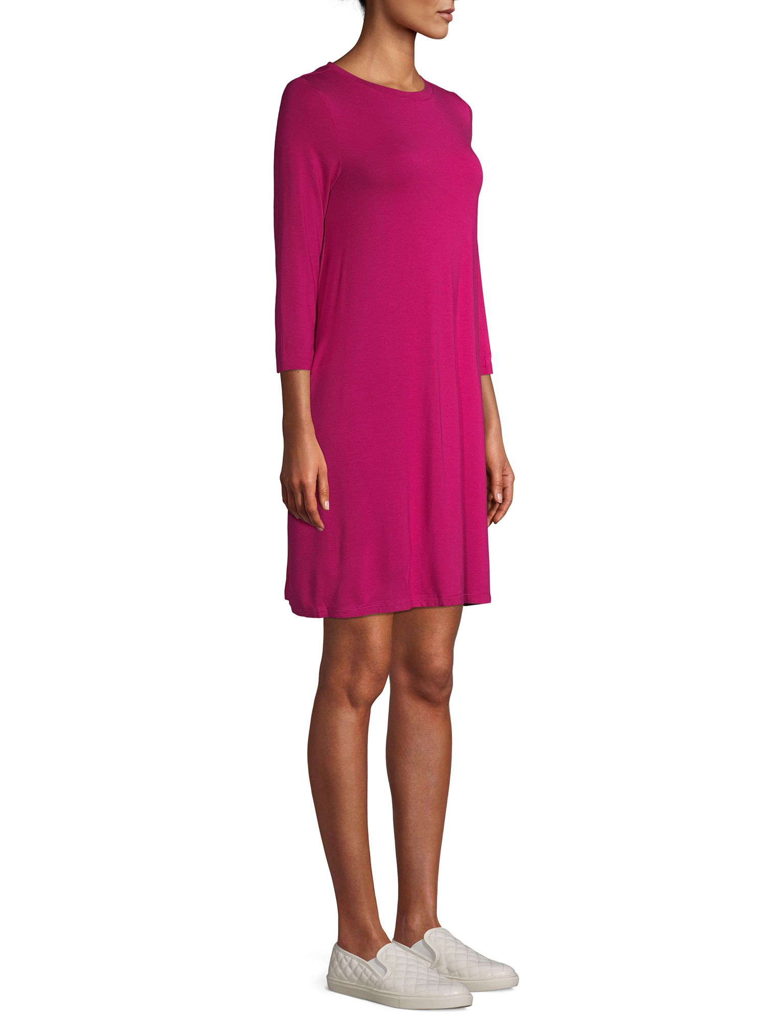 Time and Tru Women's 3/4 Sleeve Knit Dress