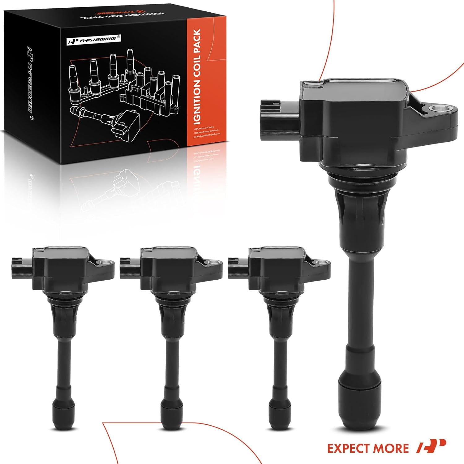 A-Premium Engine Ignition Coils Compatible with Nissan Versa 2012-2019 Versa Note 2014-2019 1.6L 1.8L Petrol 4-PC Set