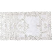 Violet Linen Glory Embroidered Lace Pattern, Polyester Embroidered Lace, White, 12 Inch by 18 Inch, Rectangle, Set of 4, Decorative Place Mats