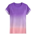 thumbnail image 6 of Wang6 Womens Plus Size Short Sleeve T Shirts Causal Loose Fit Gradient Printed Summer Tops Trendy Crew Neck Tees Shirts Purple M, 6 of 6