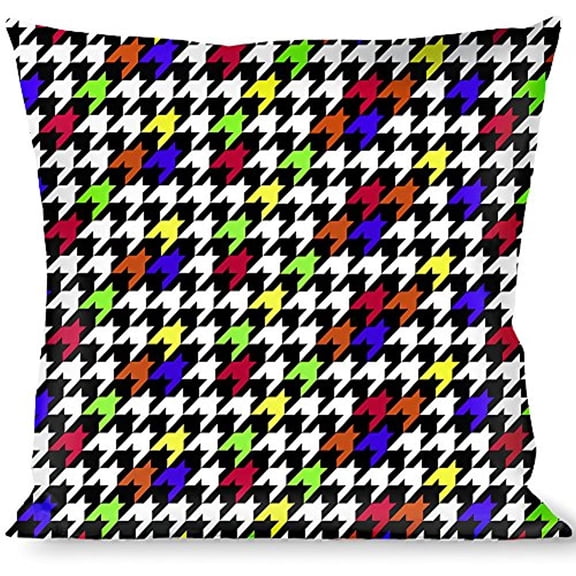 Buckle-Down Throw Pillow - Houndstooth Black White Multi Neon