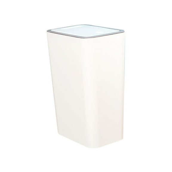 Small Plastic Trash Can with Press Lid | 13.6x8.8x6.2in Bathroom Wastebasket | Flip Top Garbage Bin for Toilet, Office, Bedroom | Odor-Proof Design in Gray/Green/White