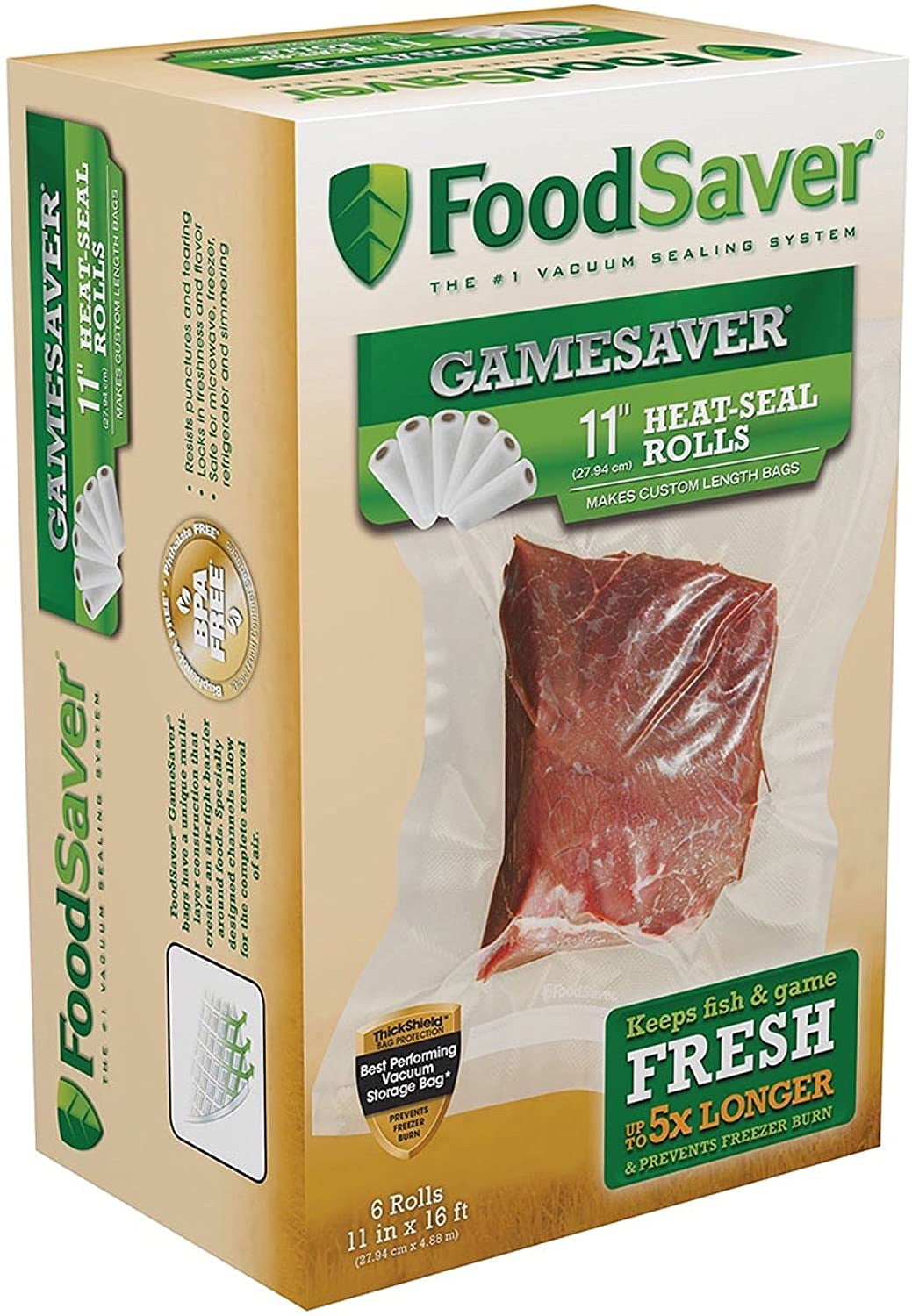FoodSaver Game Saver Large Vacuum Sealer Rolls, 6 Pack, Easy Freeze Hunting Essential